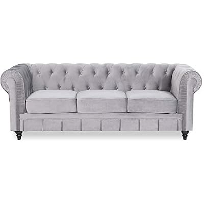 INTENSEDECO Canapé fixe Intensedeco Canapé chesterfield velours 3 places altesse argent
