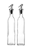 Viene en un juego de 2 x 17oz/500 ml, cristal y estilizados) botellas de dispensador de aceite que harán que añade estilo a cualquier superficie de la mesa.