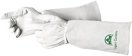 Legacy Gardens Leather Gardening Gloves for Women and Men | Thorn and Cut Proof Garden Work Gloves with Long Heavy Duty Gauntlet | Suitable for Thorny Bushes Cacti Rose Pruning - Small Brown