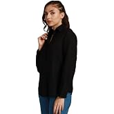 High Star Women's Classic Oversized Spread Collar Long Sleeves Cotton Casual Shirt