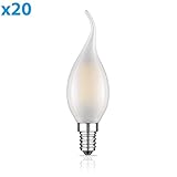 Durch die Mattierung erhält die LED Lampe den beliebten Frost-Look, der vor unangenehmen Blendeffekten schützt. Unsere E14 LED Filament Lampen überzeugen allerdings auch in allen technischen Belangen. So führt der Verzicht auf einen Kühlkörper zu einer uneingeschränkten Lichtverteilung. Wegen ihrer geringen Wärmeentwicklung erfreuen sich Filament Leuchtmittel zugleich einer besonders langen Lebensdauer und sind somit besonders wartungsarm.