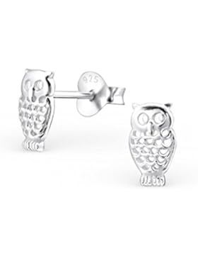 Liara - Kinder `s Eule Plain Ohrstecker 925 Sterling Silber.Poliert und Nickel frei