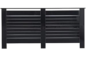 HOMEMADE DESIGN HMD High Gloss Black/White Grey Radiator Cover Decorative Cabinet Horizontal Slat 4 Size for Office Living Room Bedroom Hallway