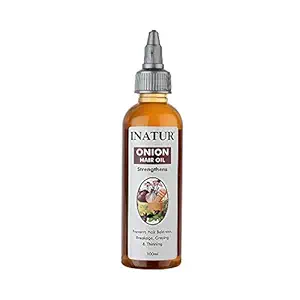 Inatur Onion Hair Oil 100ml | Hair Growth Oil | Reduces Hairfall | Strengthens Hair | With Black Seed, Amla, Manjistha, Ginger & Lemon | No Mineral Oil