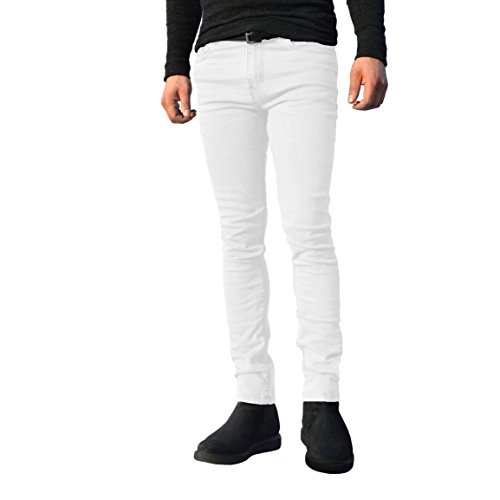 Pantalones vaqueros para hombre, ajustados, elásticos, pernera recta, de algodón, todos los tamaños de cintura disponibles blanco blanco 40W x 34L