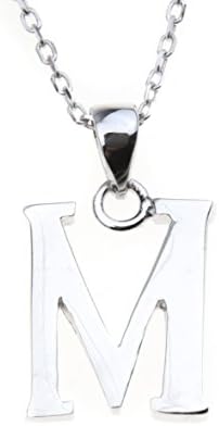 925 Sterling Silver Letter "M" Alphabet Necklace 18“