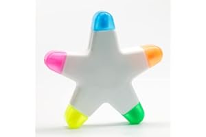 IB KOOT Pack of 1 Star Highlighters Marker Pen Chisel Tip Novelty Plastic Star Shape Highlighter Pens for School Office Stationery Homework Supplies 5 Funkey Color in 1 Assorted Colors