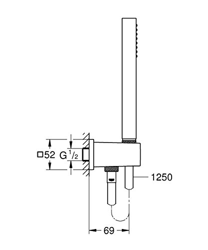 Grohe Euphoria Cube Stick, Wandhalterset mit integriertem Wandschlussbogen, 1 Strahlart , 26405000 - 2