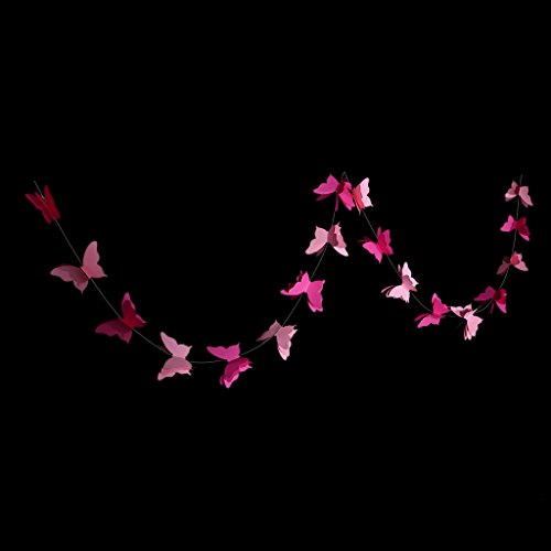 Gazechimp Papier Schmetterling Wimpel Girlande Süße Bunting Wimpelkette Dekor – Rosa, 2,8 m - 3