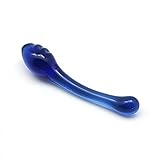 Blue Glass Dildo for Female, Double Dong Glass Dildo