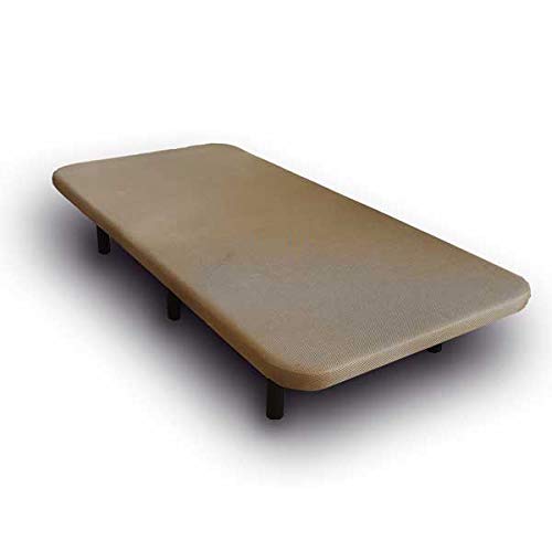 Ventadecolchones - Base Tapizada Modelo Drago con Sistema Antiruido con 6 Patas de 27 cm con 5 Barras transversales 3D Beige Medida 105 x 190 cm
