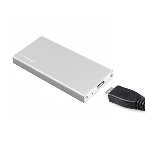 Salcar mSATA Aluminium Festplattengehäuse mit USB 3.0 Datenkabel für M50 mSATA SSD Silber