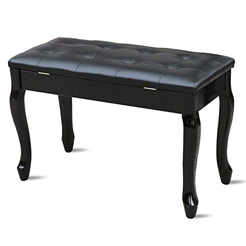 Wenzhihua Sgabello da banco per Pianoforte 2-Person Piano Bench con Piano Chair Bagagli Libreria Curvo Gamba Morbida Traspirante Digitale di Legno Solido (Colore : Nero, Dimensione : 75x35x50cm)