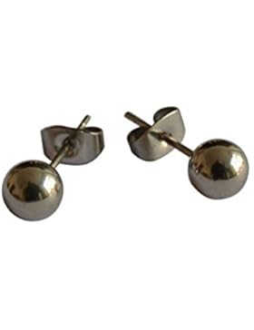 Kugel Ohrstecker aus Edelstahl silber, mittelgroß, 6 mm Durchmesser