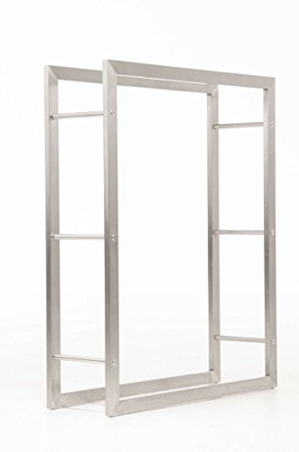 CLP Estantería para Guardar Leña Keri sin Pared Posterior | Soporte de Almacenamiento de Leña de Acero Inoxidable I Leñero Moderno I 25x80x100 - CLP