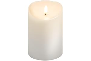 goobay Bougie LED en cire véritable blanche 10x15 cm avec fonction minuterie Mèche 3D Fonctionne sur piles blanc chaud, pour une décoration élégante et sûre et un éclairage stylé 77776