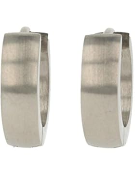 bkwear 1 Paar Creolen CR 42 bk3 Edelstahl Silber Matt Ohrringe 13 / 4 mm leicht abgerundet