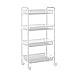 Produktbild 3/4/5-Tier-Mattenböden, Rollwagen mit abschließbaren Rädern für Küchen-Badezimmerbüro,White,4Tier