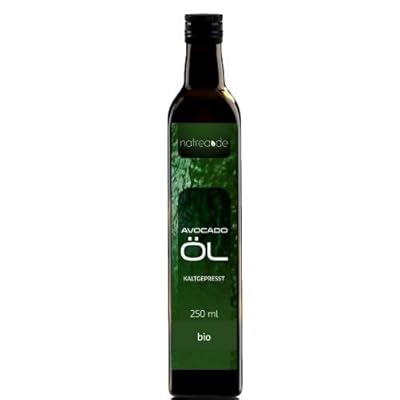 Natrea Avocadoöl 🥑 kaltgepresst ✅ 100% reines BIO-Öl ✅ in 250 ml Lichtschutzflasche (1 x 0,25 l) ✅