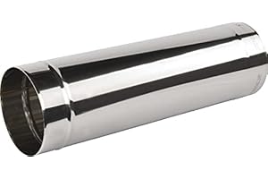 Weltlux Edelstahl Schornstein Premium Edelstahl EW einwandig 0,6mm Wandstärke T 600 - (Ø 130 mm, Element: Edelstahlrohr 1000 mm)