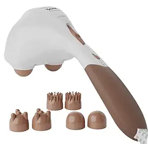 Lifelong LLM36 Powerful Double Head Body Massager Hammer with 3 Massage Heads & Variable Speed Setttings For Pain Relief and Relaxation|Full Body Massager Machine for Home (1 Year Warranty, Brown)