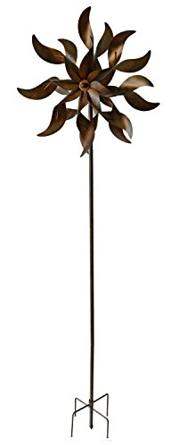 Jardinion Windrad in Edel Rost-Optik, Metall, Deko, Garten Accessoire, Design, Vogelabwehr braun ST - 4