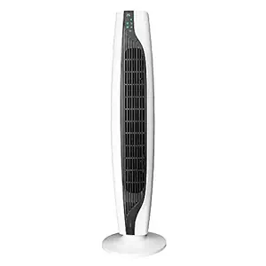 Fanzart Tron White - LED Display Tower Fan with 90 Degree Rotation, Smart Touch Display with Time and Wind Speed Setting and Powerful Motor, Eco-Friendly Indoor Fan with Remote Control (White)