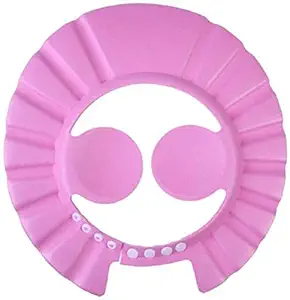 Sage Square New Adjustable Design Safe Soft Bathing Baby Shower Cap with Ear Protector (Pink) (Pack of 1 baby shower cap)