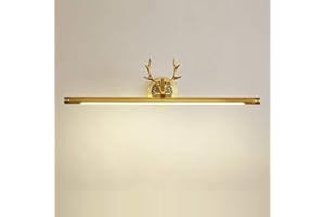 ‎ACMHNC ACMHNC LED Spiegelleuchte Bad Vintage Spiegellampe Badezimmer Messing Geweih Badlampe Winkel-Einstellbar Wasserdicht Wandleuchte für Kosmetikspiegel Schminktisch,BRASS,L57CM/11W