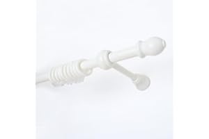 TENDAGGIMANIA Bastone per Tende da Interno in Legno BIANCO Diametro 23 mm - Misura 180 CM - Per Camera da Letto, Soggiorno,Cucina, Ufficio - Bastone Tenda con Anelli, Terminali e Staffe di Montaggio