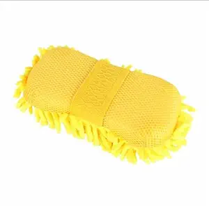 Truvik 2 In 1 Microfiber Car Sponge Gloves for Car Cleaning Washing !1 Pack (Color Yellow)