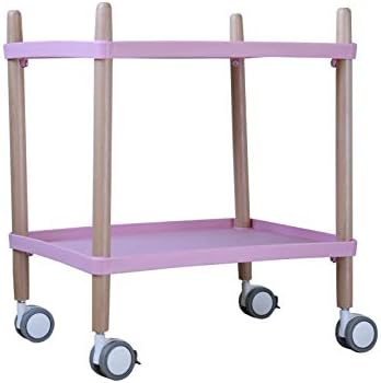 WU Simple Mini Coffee Table, Bedroom Living Room Solid Wood Creative Bedside Table/Bedside Table, Mobile Table,Pink,One Size