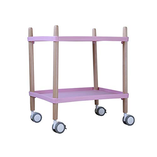 WU Simple Mini Coffee Table, Bedroom Living Room Solid Wood Creative Bedside Table/Bedside Table, Mobile Table,Pink,One Size