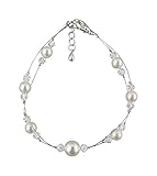 RIVELLE Perlenarmband in der Länge 18,5 cm mit Swarovski Kristallen 4 mm in crystal/kristall und Perlen in 6 und 8 mm