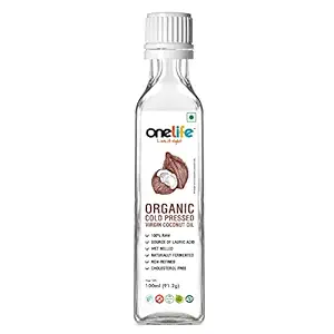 Onelife Organic Cold Pressed Natural Virgin Coconut Oil For Dietary, Skin & Hair Use As Cooking oil, Skin Moisturizer & Hair Conditioner 100ml