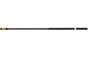 Fiskars OneClick Teleskopskaft M, Utdragbart Skaft av 119 upp till 179 cm | Enkelt Byte med bara en Klick, QuikFit Adapter separat tillgänglig, SoftGrip-handtag, Aluminium, Svart/Orange, 1080671