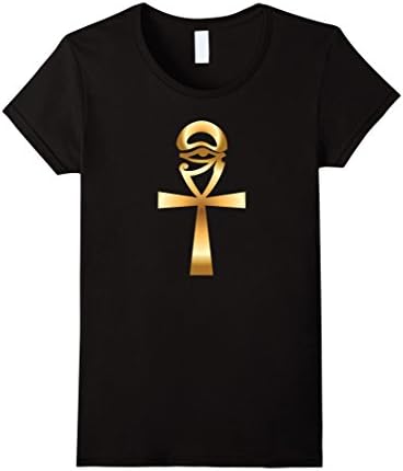 Women's Golden Ankh Eye of Ra  shirt Small Black