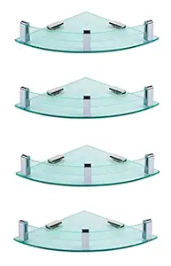 FRICOSTA Acrylic Wall Mount Bathroom Corner Shelf 4 PCS Set(Size - 9X9 Inch) (Green Colour)