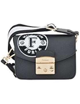 Furla Damen BLX1OP Schwarz Leder Schultertasche