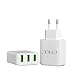 Produktbild NBWS Reiseadapter Universal USB Ladegerät Stecker 20W 3-Port Ladegerät mit austauschbarem Adapter für iPhone iPad Android Samsung Handys, Tablets und Kindle,EU
