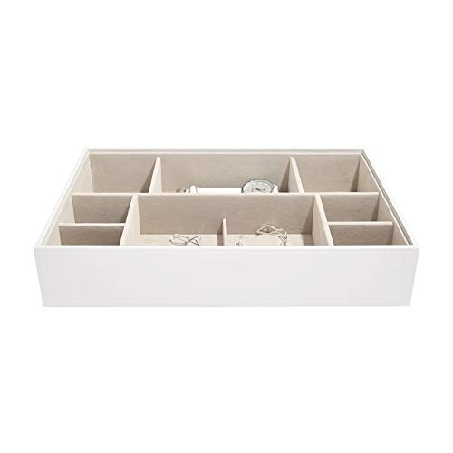 Stackers super-size |joyas organizador caja con 11 secciones profundas para relojes y pulseras, blanco y gris de forro de terciopelo