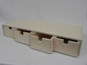 Aufbewahrungsbox Schubladenbox mit 4 Schubladen Holz Birke 10x56x20 cm