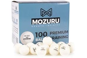 MOZURU Balles de ping 100 unités, Balles de Tennis de Table 100 unités, Premium Training 40+,Couleur Blanches, Plastique ABS