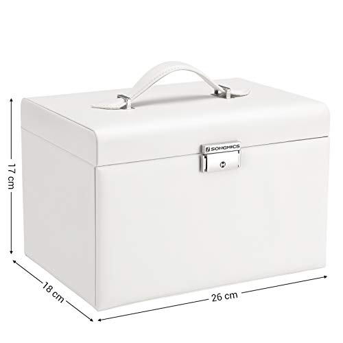 Songmics Schmuckkästchen Schmuckkoffer Abschließbar Spiegel 4 Hacken JBC121W - 7