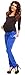 Zeta Ville Pregnancy Maternity Silky Skinny Trousers Pants Bump Panel w/ Bow 035 (UK 6, Royal Blue)