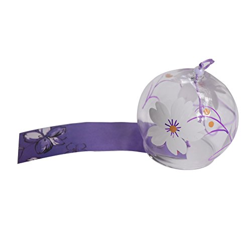 Japanisches Furin Glas-Windspiel, Handgefertigt, schönes Geschenk zu Geburtstag, Valentinstag, Dekoration für Zuhause, Küche, Garten, Fenster, Motiv: Weiße Kirschblüte - 4