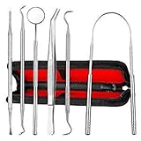 Dental Tools Kit, ELLESYE Dental Pick Tongue Cleaner Scraper, 304 Stainless Steel Dental Hygiene Tool Set, Tooth Scraper Plaque Tartar Remover Dental Tweezers Gum Floss for Personal Oral Care