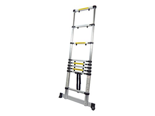 King Ladder 2,6 Meter Teleskopleiter mit Fingerklemmschutz und Standfuß, Anlegeleiter, Aluleiter, ausziehbare Leiter, Mehrzweckleiter - 4