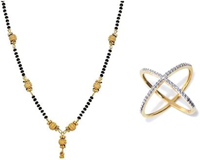ZENEME AKSHAYA TRITIYA Speical Gift Collection of Fashionable American Diamond Mangalsutra & Rings Jewellery For Women