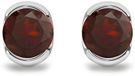 Granat [Zambia] Gemstone Stud Earrings 1g 925 Sterling Silver 6mm
